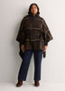 Brown Puffer Neck Cape with Belt and Zipper
