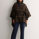 Brown Puffer Neck Cape with Belt and Zipper
