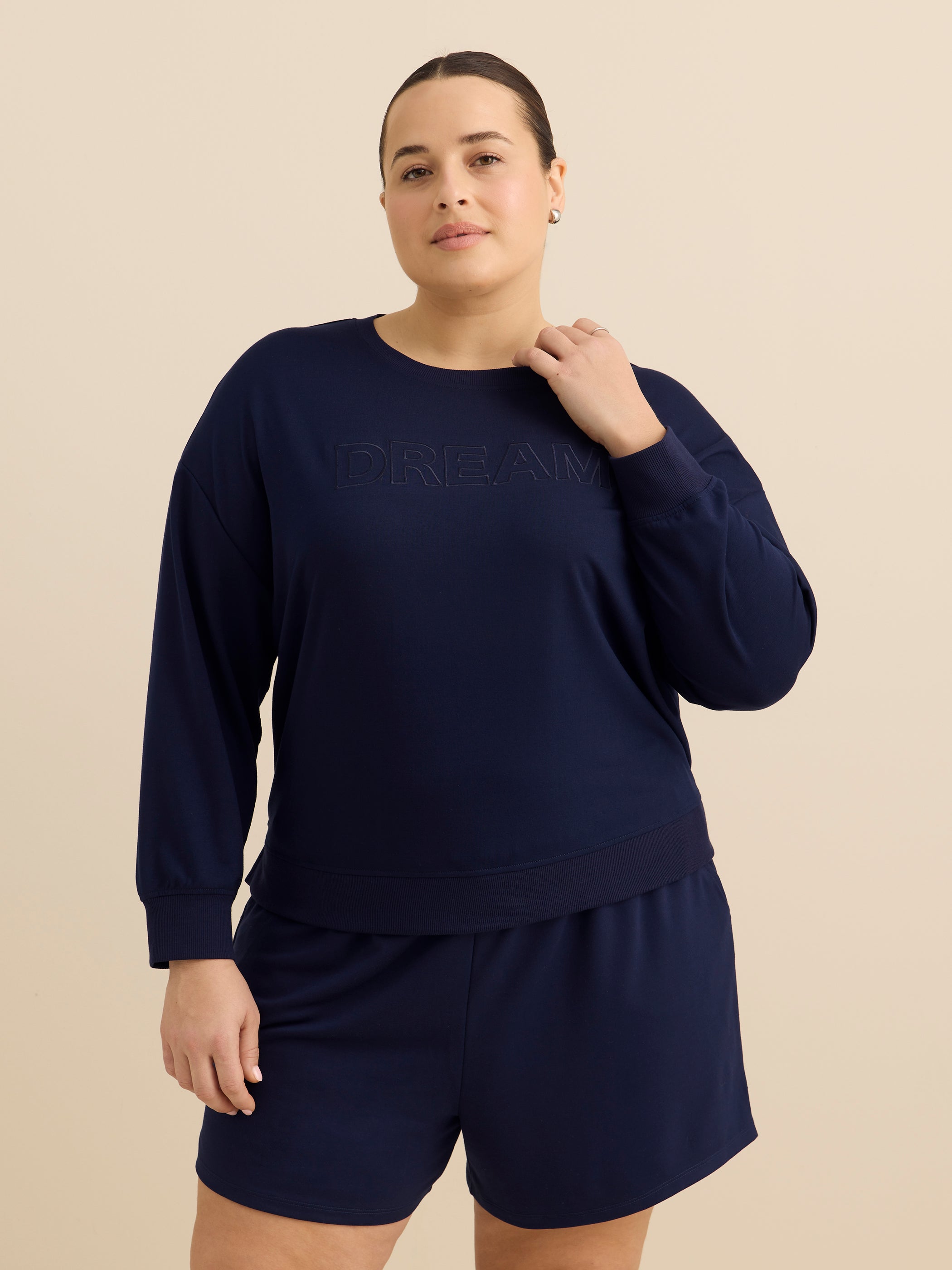 Long-Sleeve French Terry Sweatshirt with Embroidery - ti Voglio