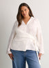 White Buttoned-Down Wrap Blouse