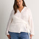 White Buttoned-Down Wrap Blouse