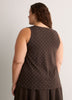 Responsible, Brown Dotted Sleeveless V-Neck Swing Top