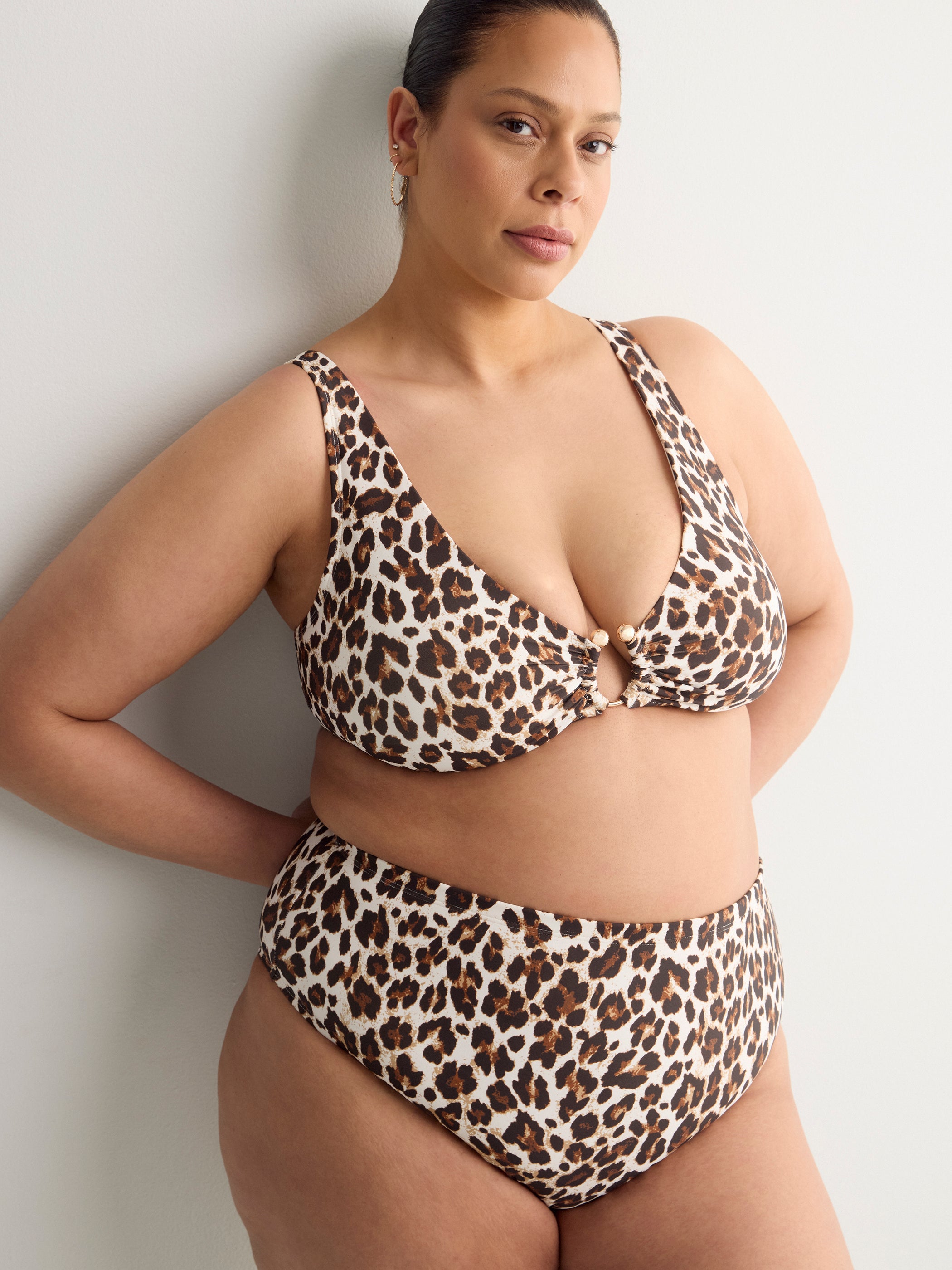 Culotte de maillot taille haute léopard