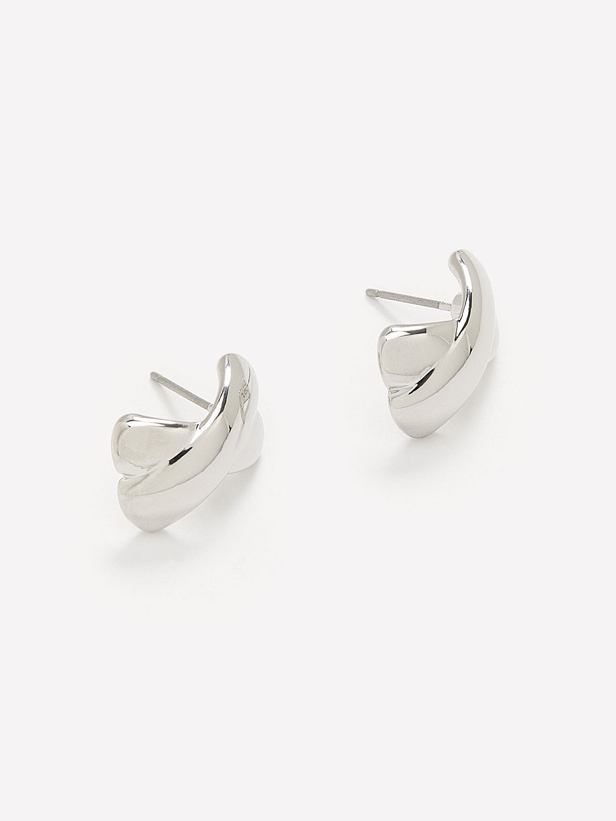 Silver Crisscross Stud Earrings