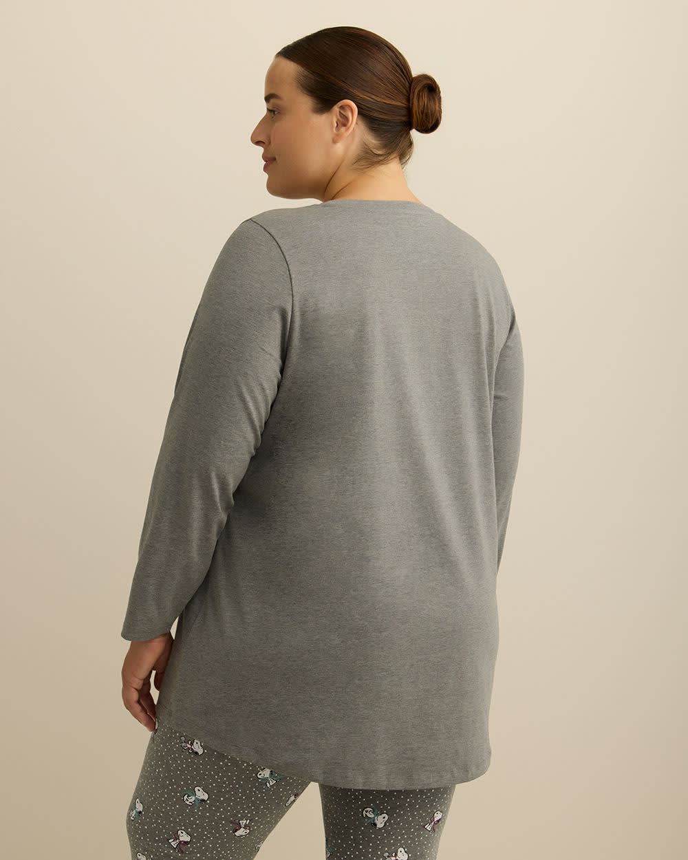 Ladies Knit PJ Top – Cotton Blend, Long Sleeve, Placement Print