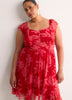 Fit-and-Flare Sangria Flutter Sleeve Dress