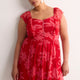 Fit-and-Flare Sangria Flutter Sleeve Dress