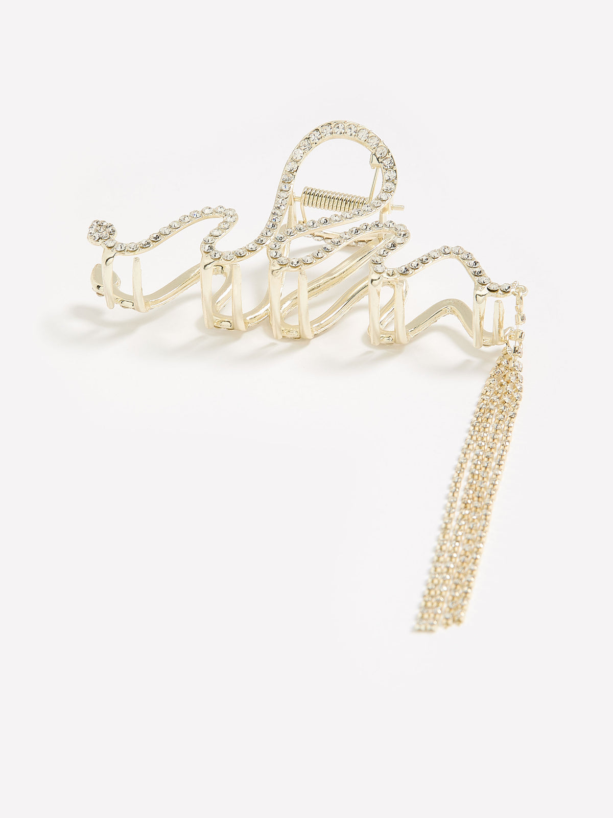 Squiggly Snake Hair Claw with Stones and Dangling Jewels