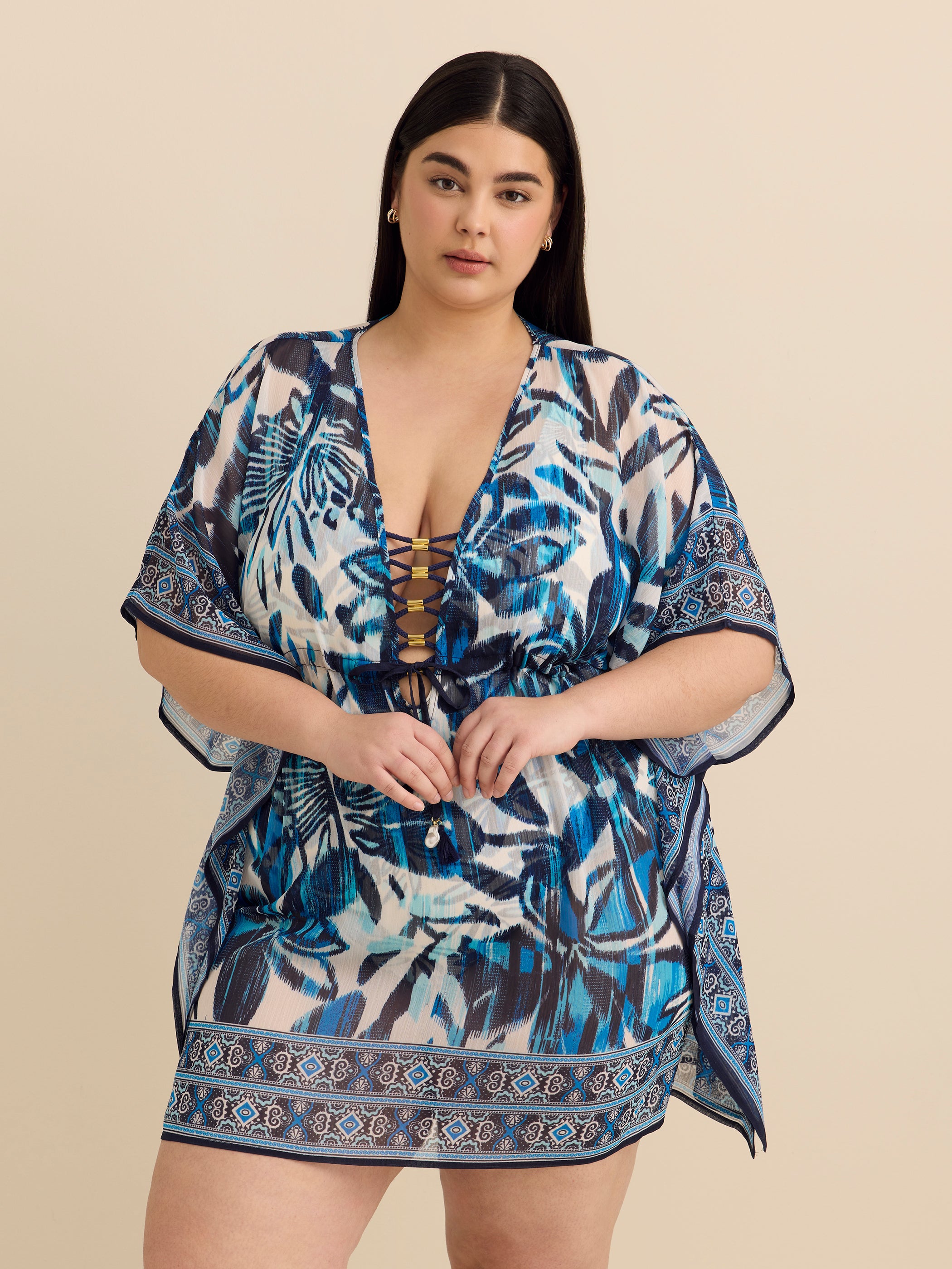 Caftan de plage imprimé - Bleu Rod Beattie 