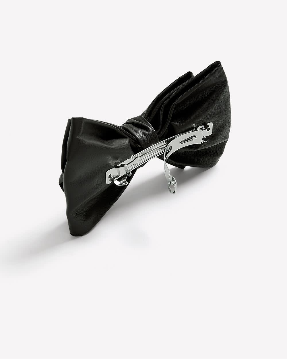Faux Leather Bow Hair Barrette