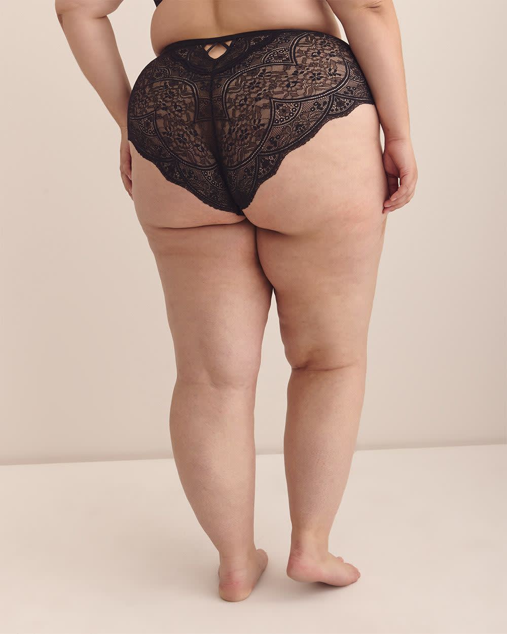 Culotte échancrée sexy noire en dentelle - Déesse Collection