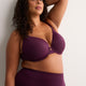 Underwire Dotted Microfibre Padded Plunge Bra with Lace - Déesse
