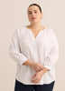 Cotton A-Line Notch-Neckline Blouse