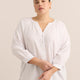 Cotton A-Line Notch-Neckline Blouse