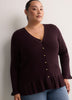 Responsible, Fit and Flare Peplum Button-Down Sweater