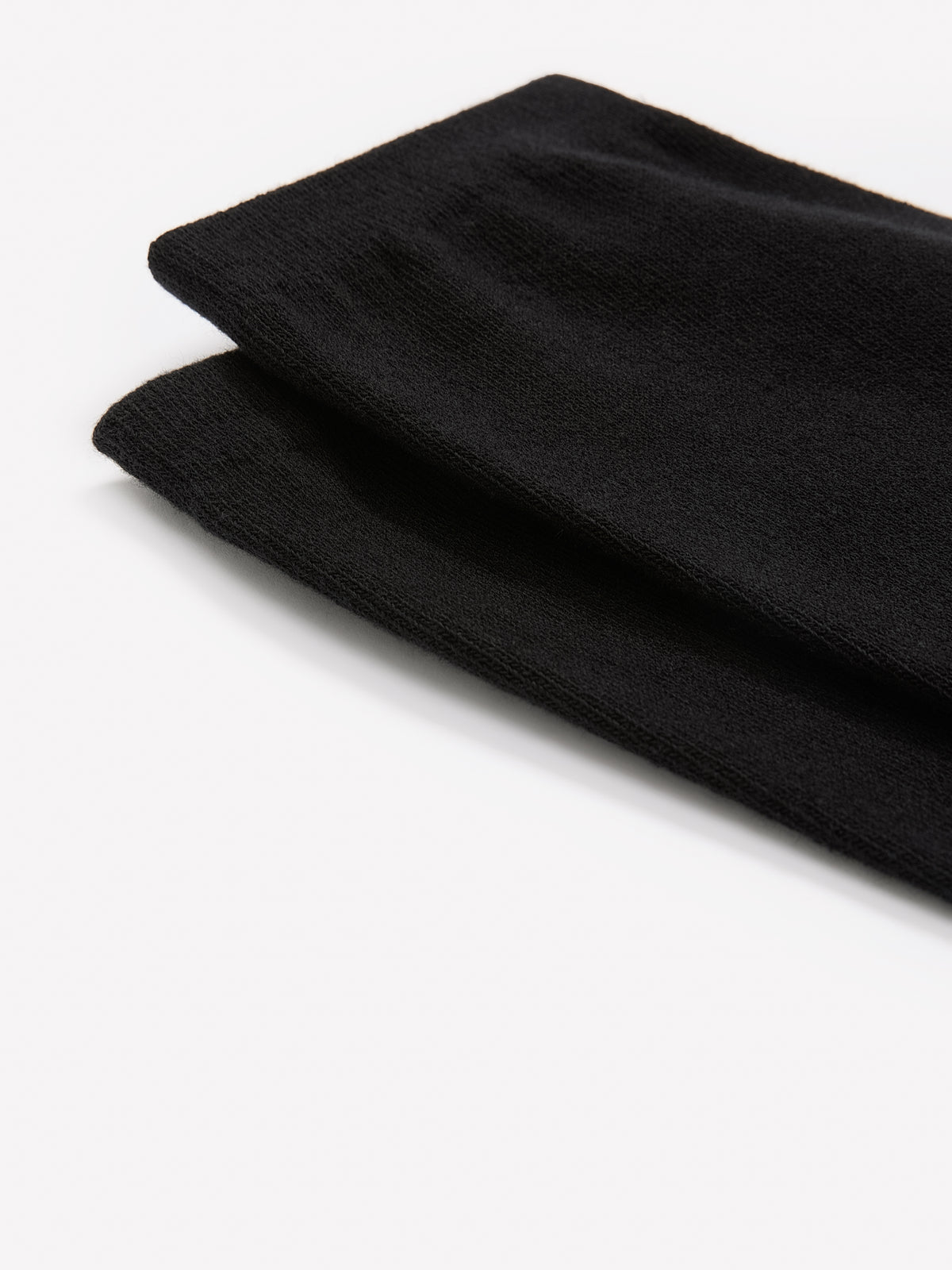 Black Rolled-Edge Crew Socks