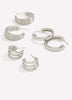 Small Silver Hoop Earrings, Set of 3