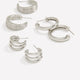 Small Silver Hoop Earrings, Set of 3