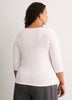 Fitted 3/4-Sleeve Boat-Neck Ribbed Knit Baby Tee