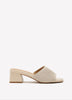 Sandales mules à talon bloc évasé, pied très large