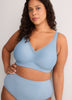 Blue Wireless Padded T-Shirt Bra with Lace - tiVOGLIO