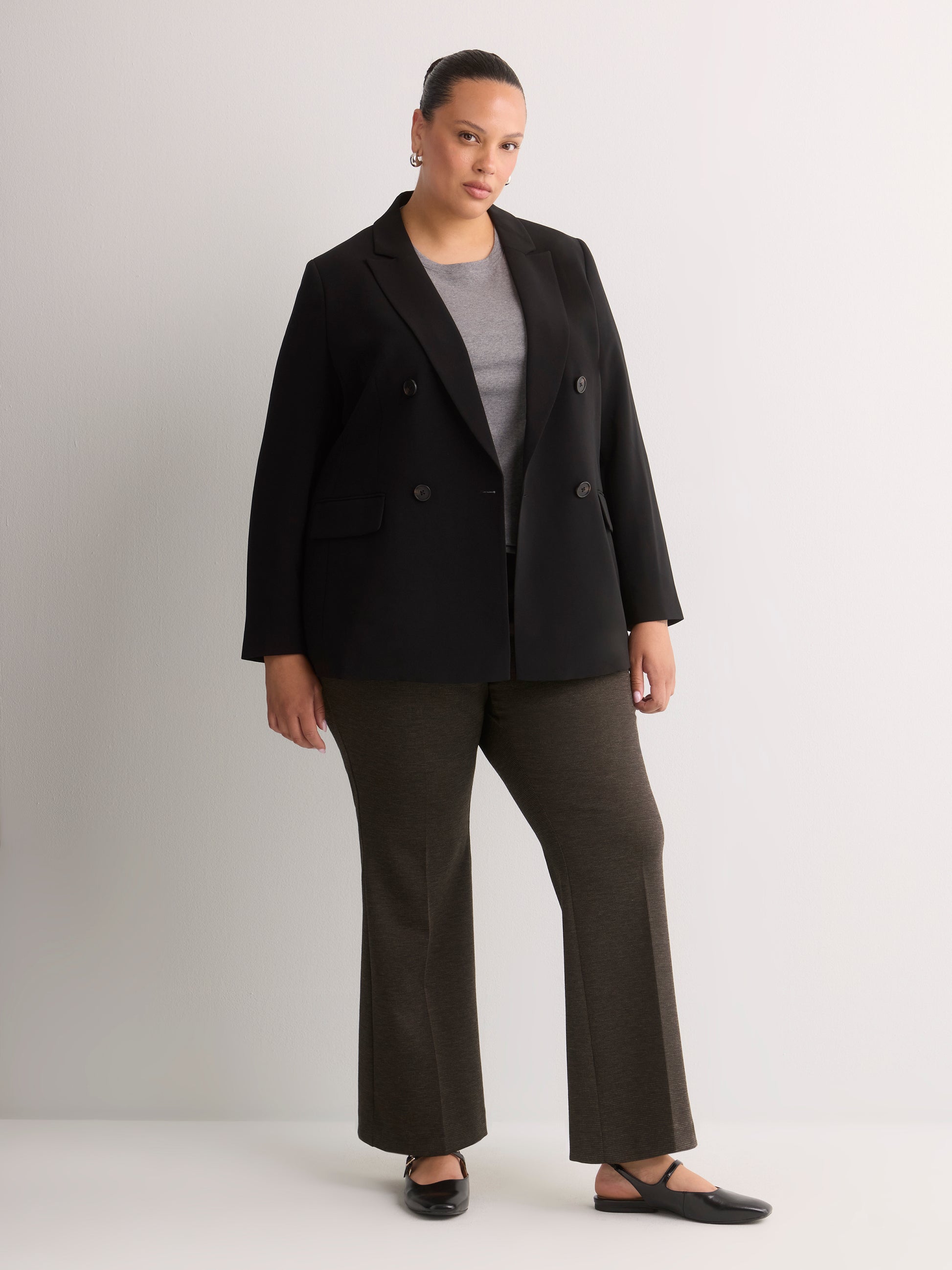 Black Double-Breasted City Blazer