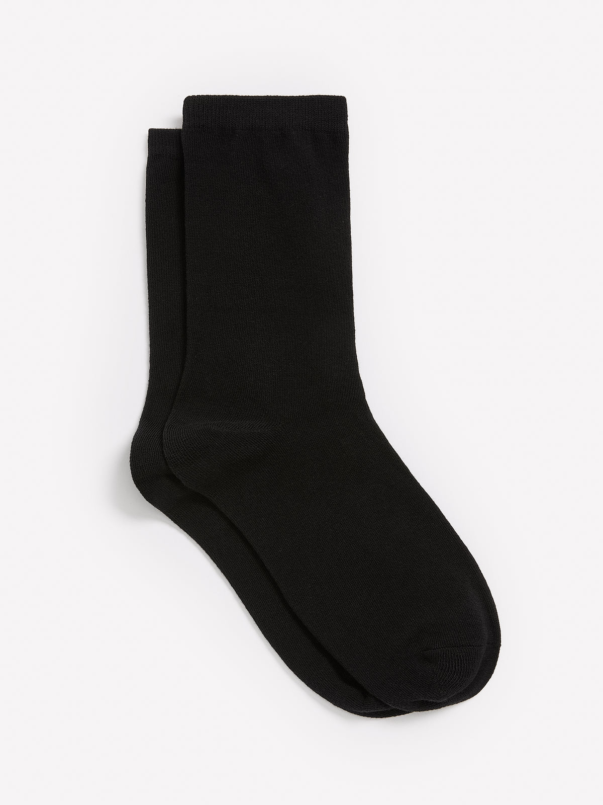 Black Rolled-Edge Crew Socks