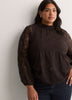 Mock-Neck Long-Sleeve Embroidered Blouse