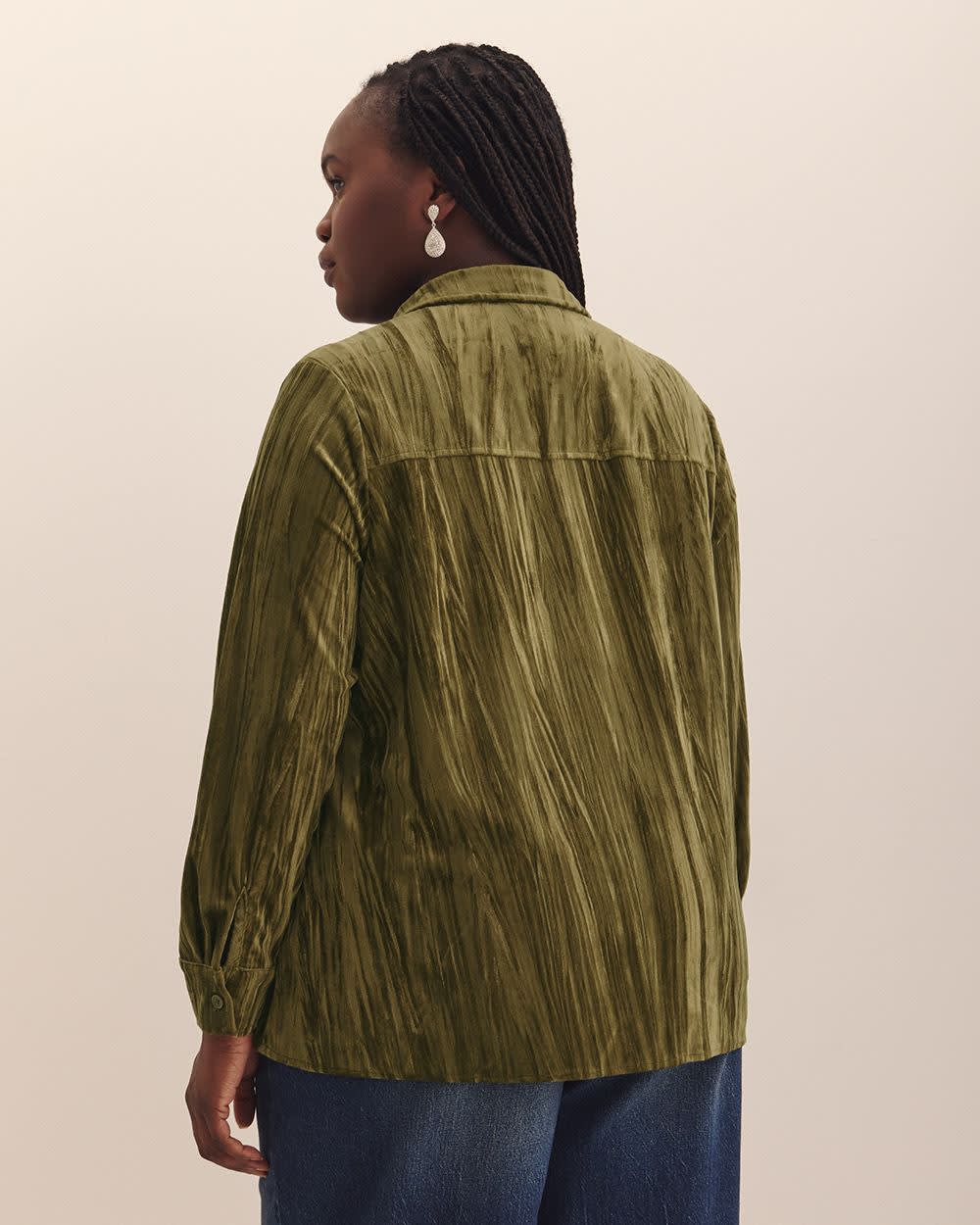 Chemise tricotée pour femmes Penningtons – Coupe droite, col boutonné, 100 % polyester