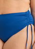 Blue Satin High-Rise Swim Brief with Side Ties