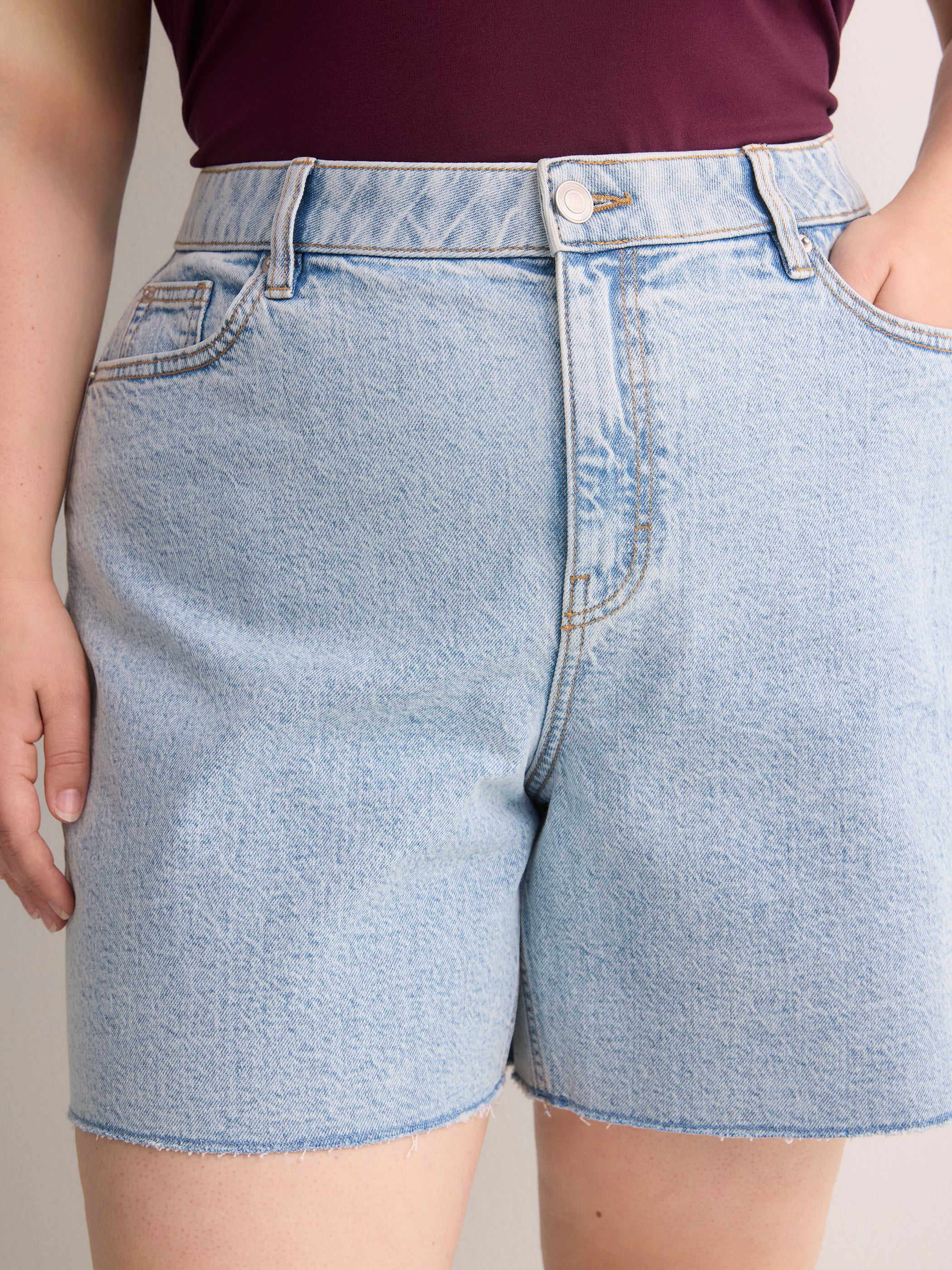 Curvy-Fit High-Rise Denim Shorts