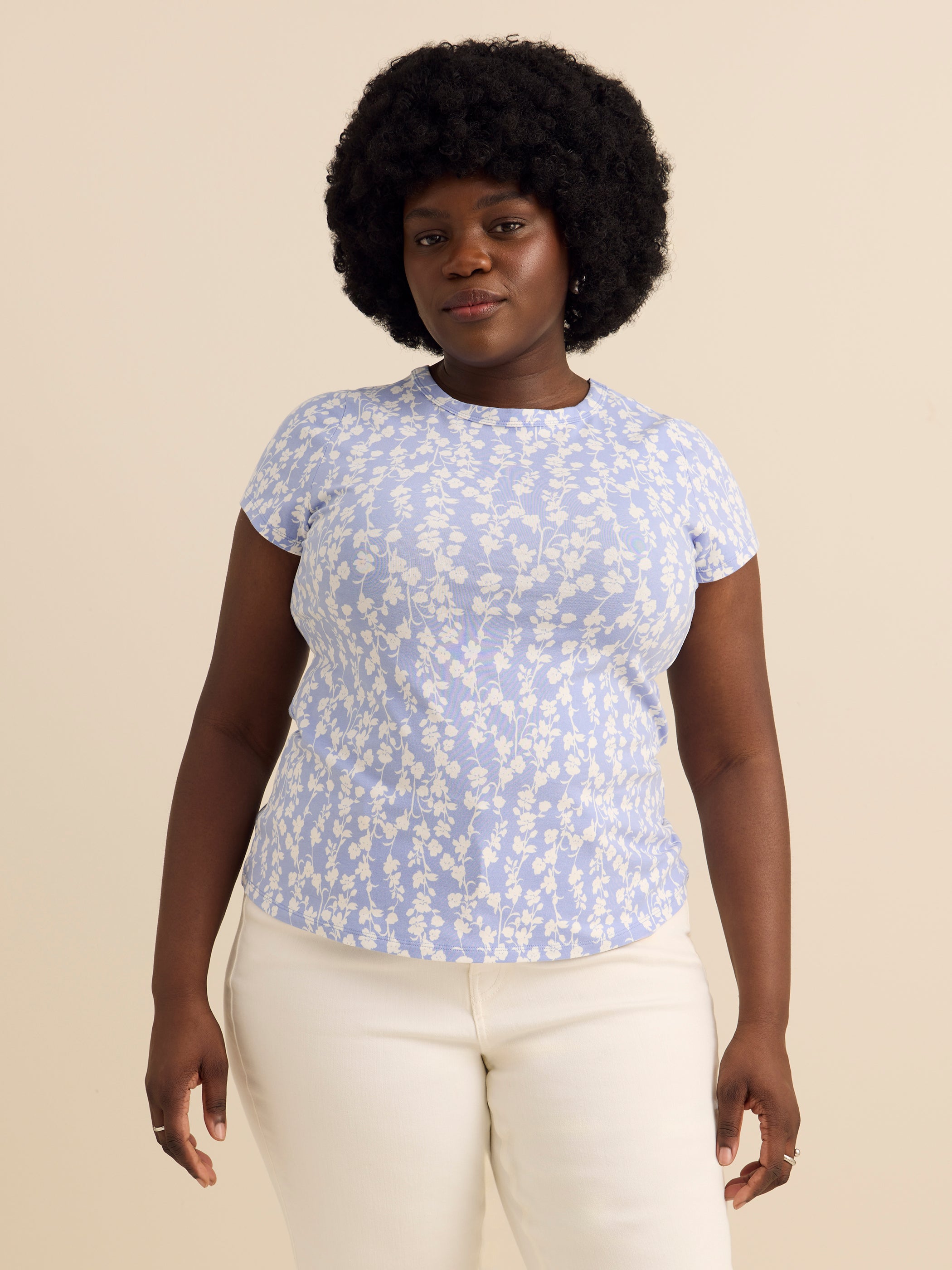 Cap Sleeve Crew Neck T-Shirt - Addition Elle