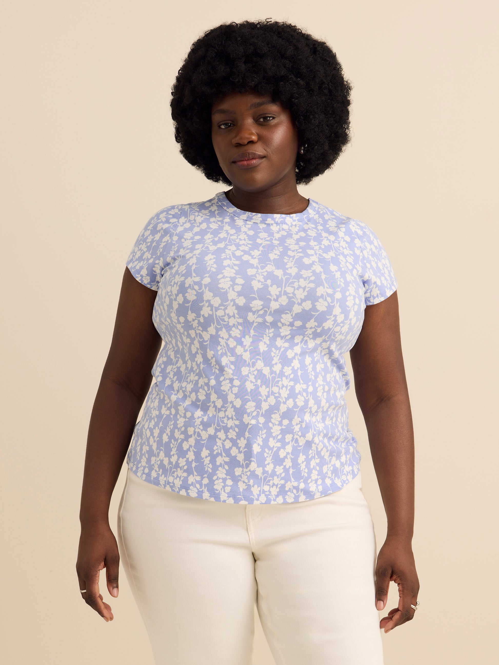 Cap Sleeve Crew Neck T-Shirt - Addition Elle