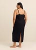 Black Sleeveless Rib Knit Fitted Long Sleepshirt - ti Voglio