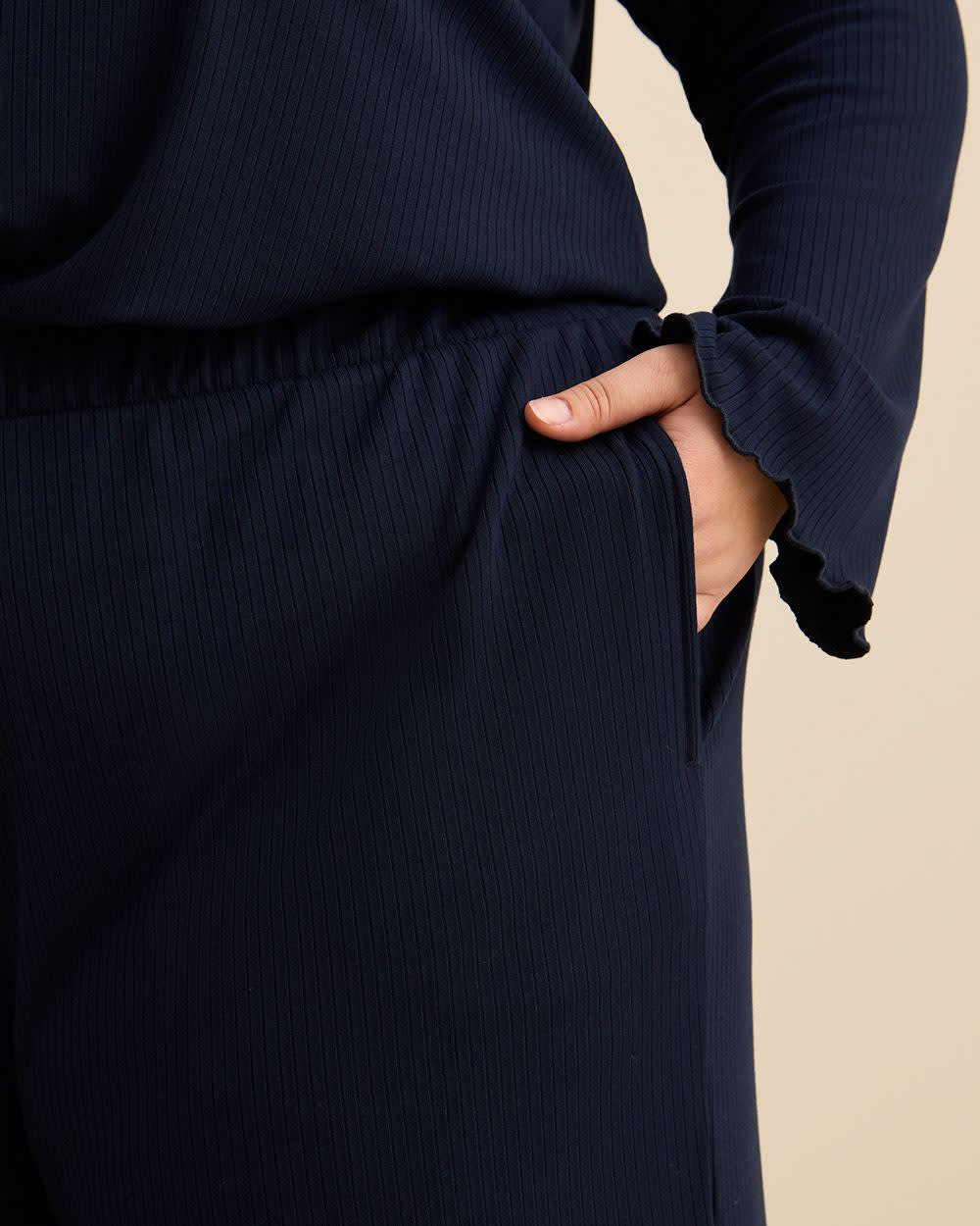 Pantalon de pyjama en tricot côtelé de longueur cheville - ti Voglio