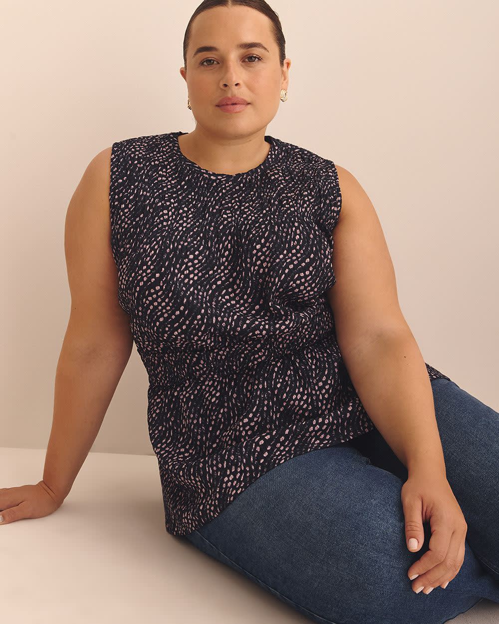 Haut froncé sans manches en tricot