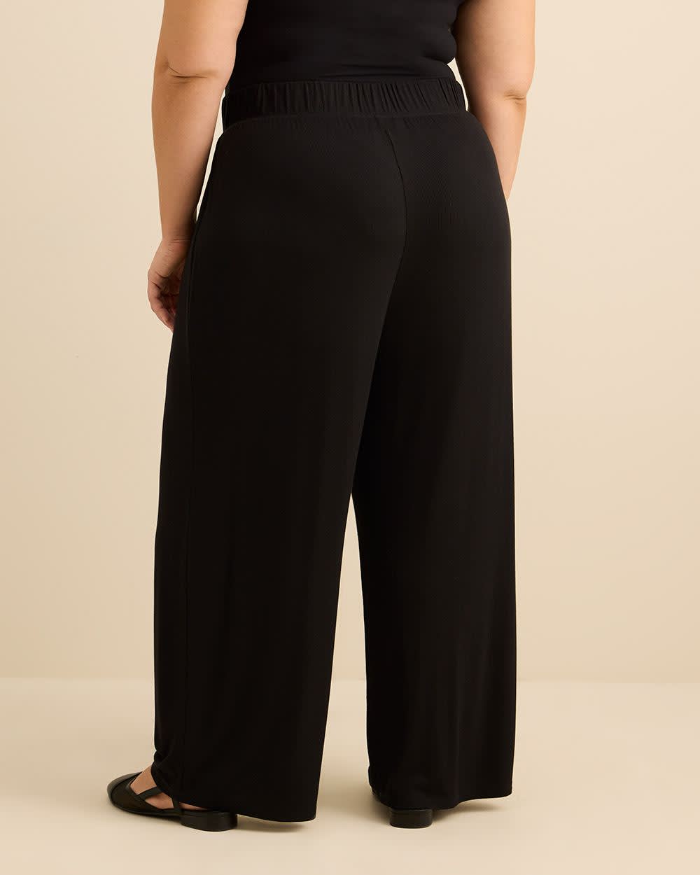 Black Rib Mid-Flared Pyjama Pant - ti Voglio