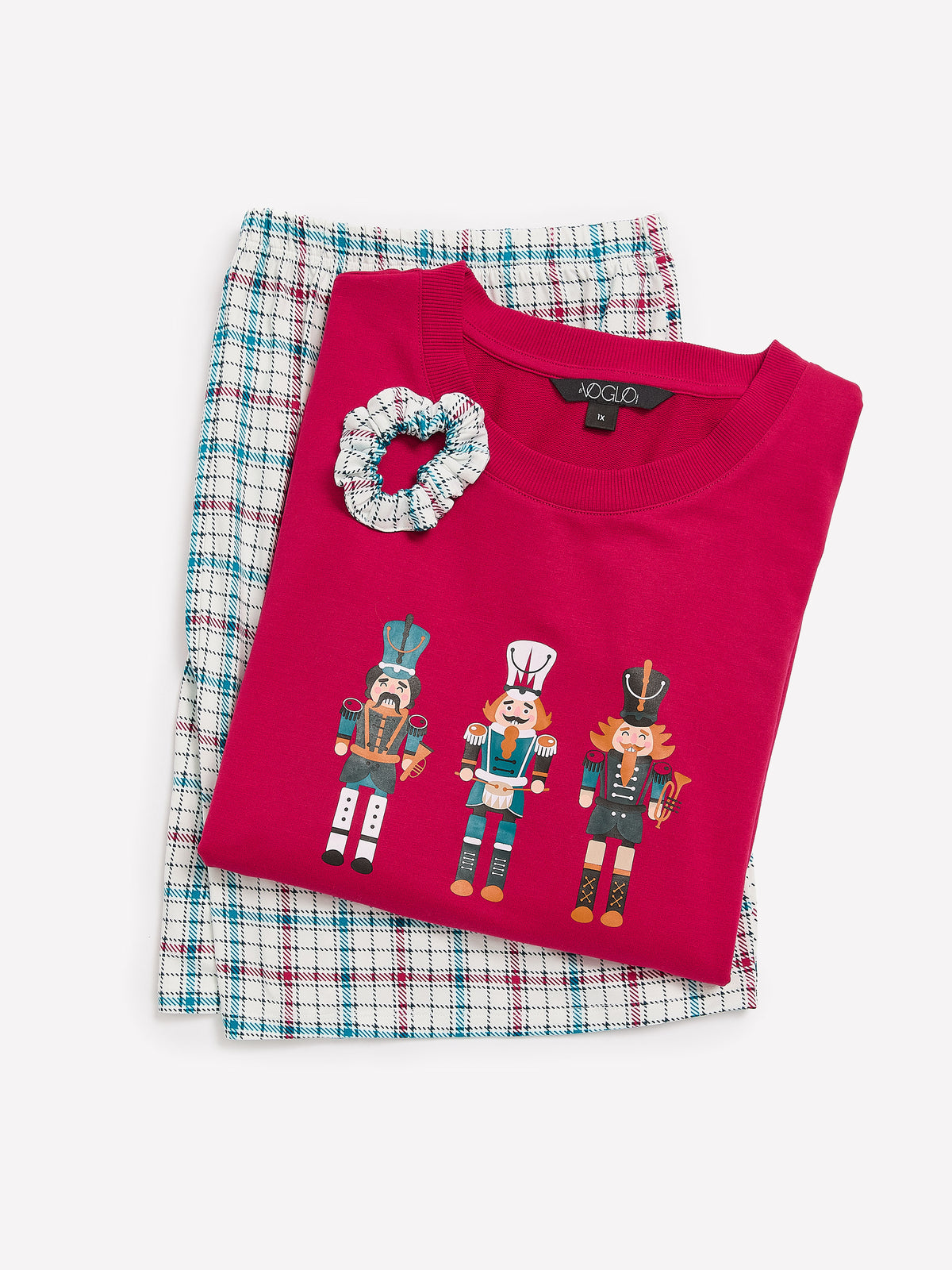 Red Nutcracker Sweatshirt and Plaid Boxer Pyjama Set - tiVOGLIO