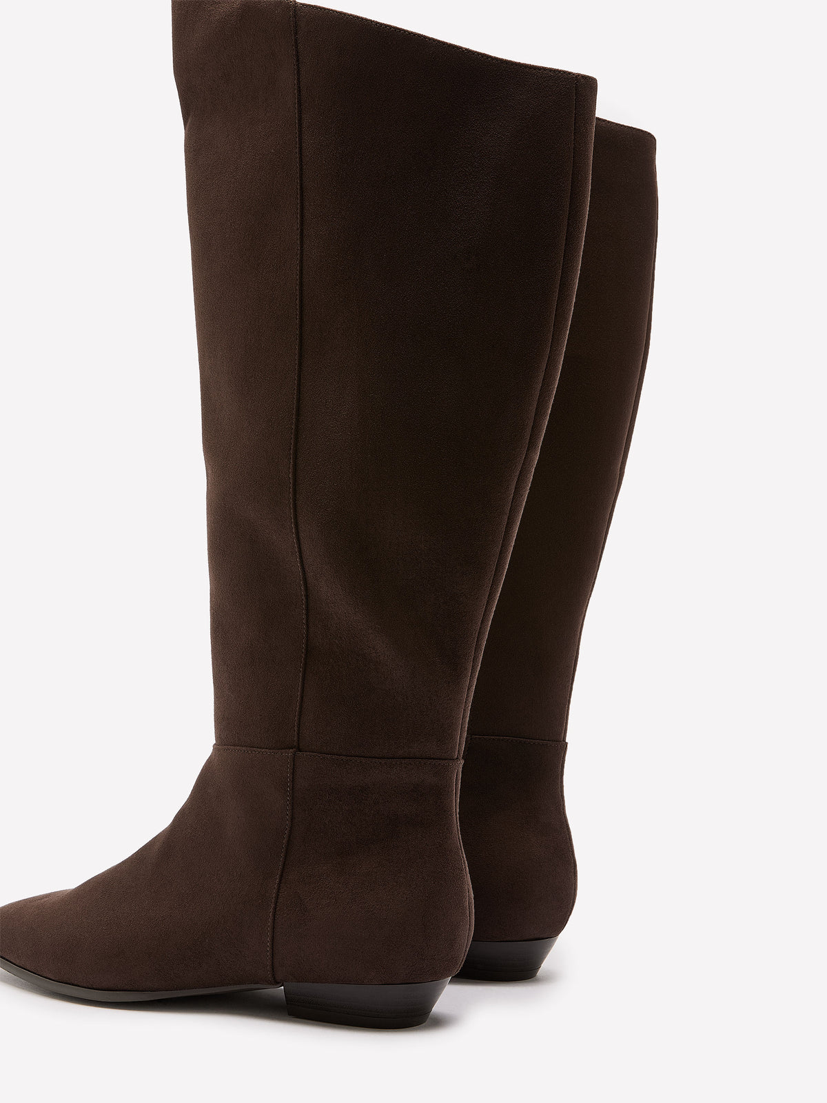 Extra Wide Width, Brown Tall Faux Suede Low-Heel Boot