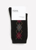 Black Rolled-Edge Crew Socks with Argyle Print