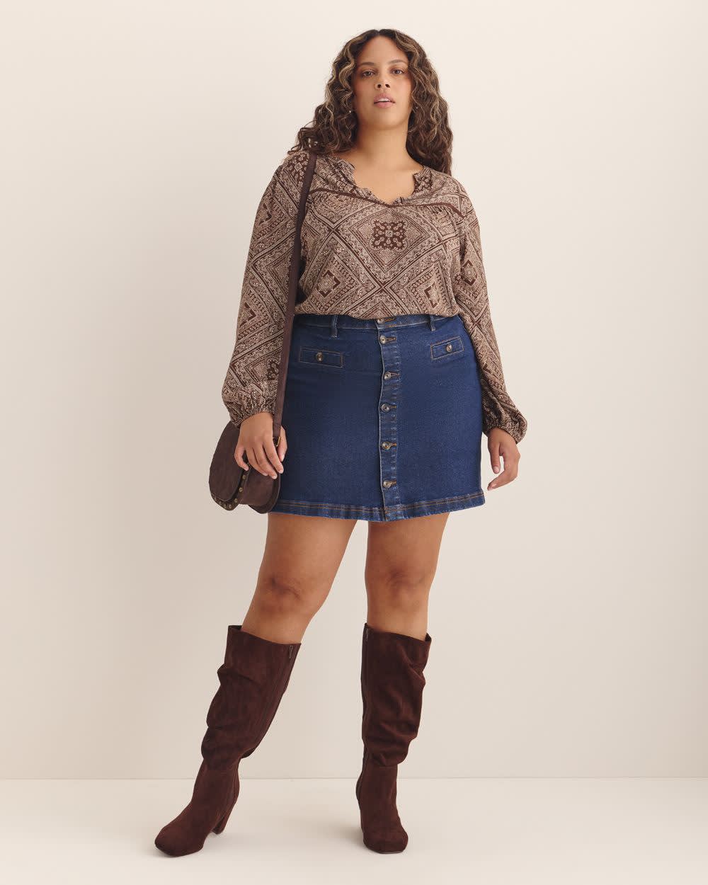 Jupe courte en denim foncée, coupe curvy - d/C JEANS