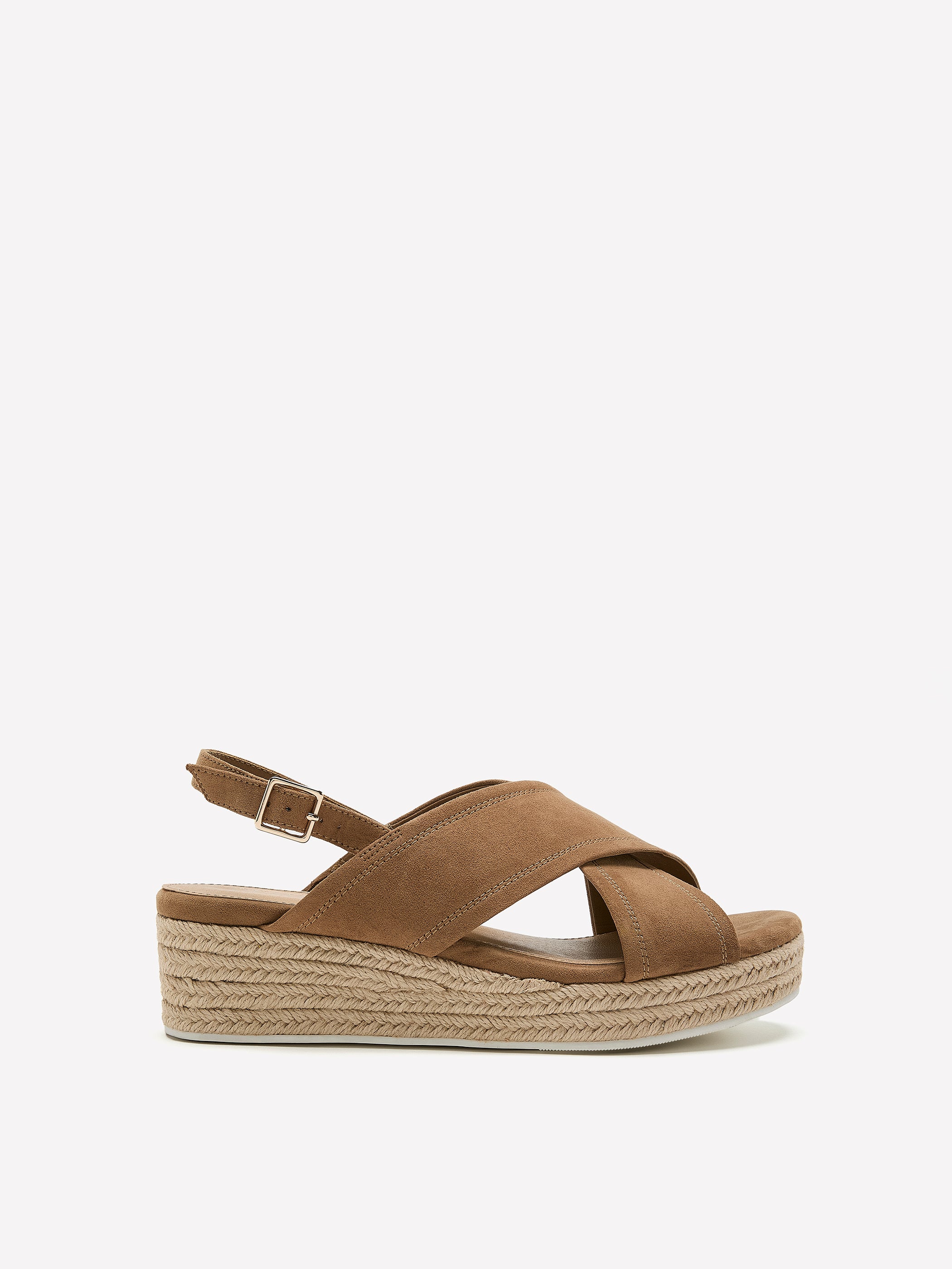 Extra Wide Width, Criss Cross Faux Suede Espadrille Wedge Sandal
