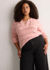 Straight Lace-Up Crew Neck Combed Knit Sweater