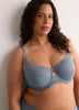 Blue T-Cup Unlined Underwire Lace Bra - Déesse Collection