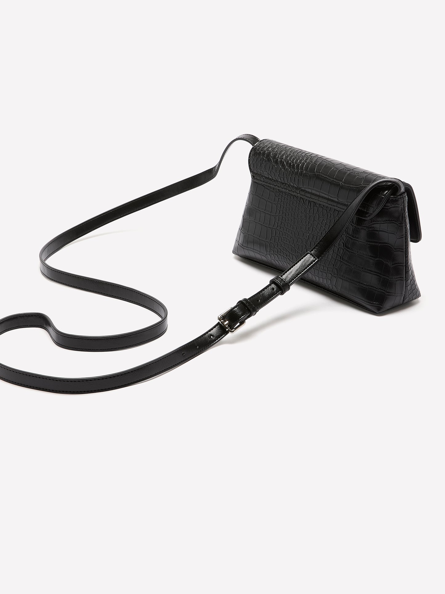 Black Croco Crossbody Handbag