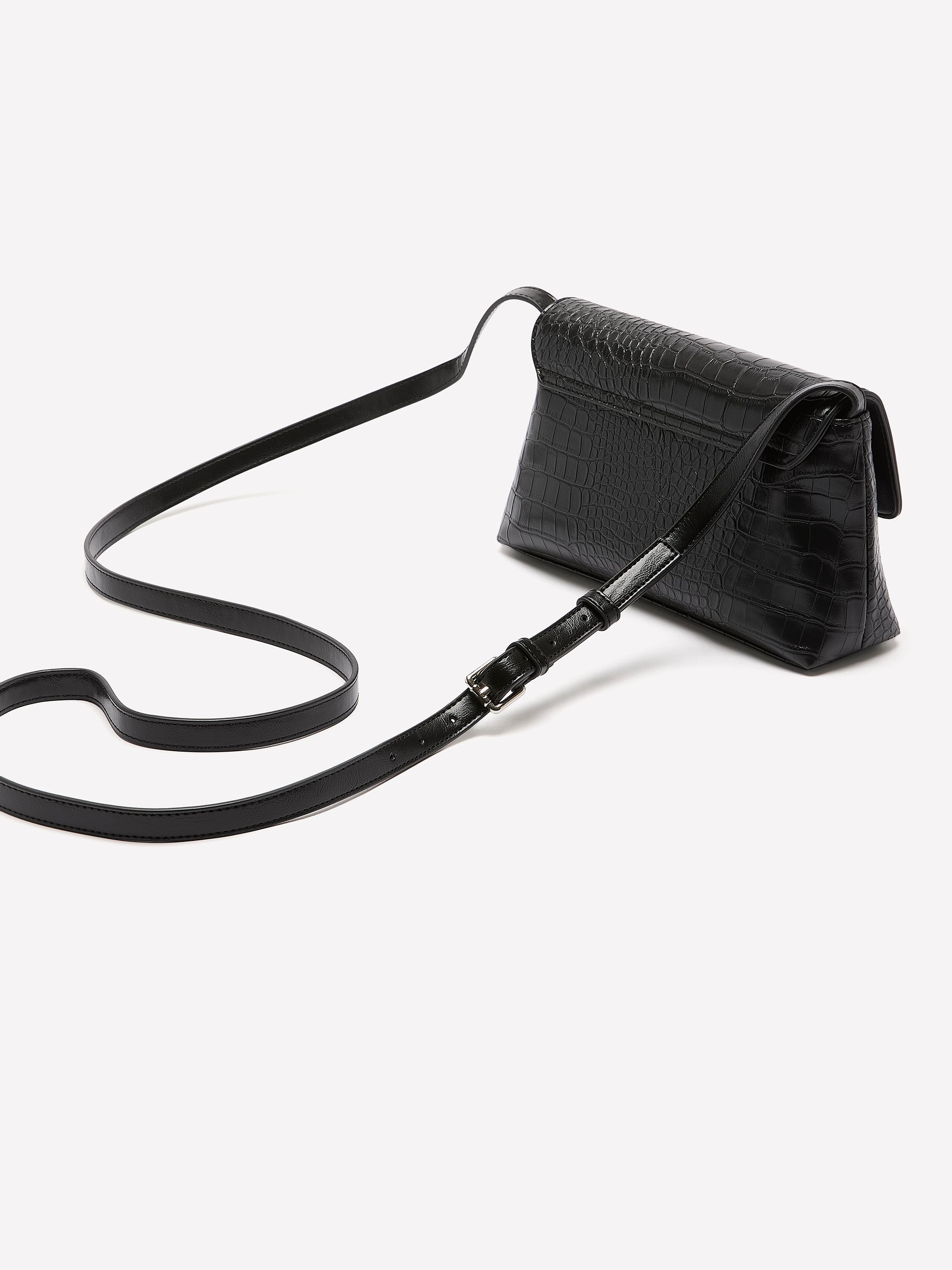 Black Croco Crossbody Handbag