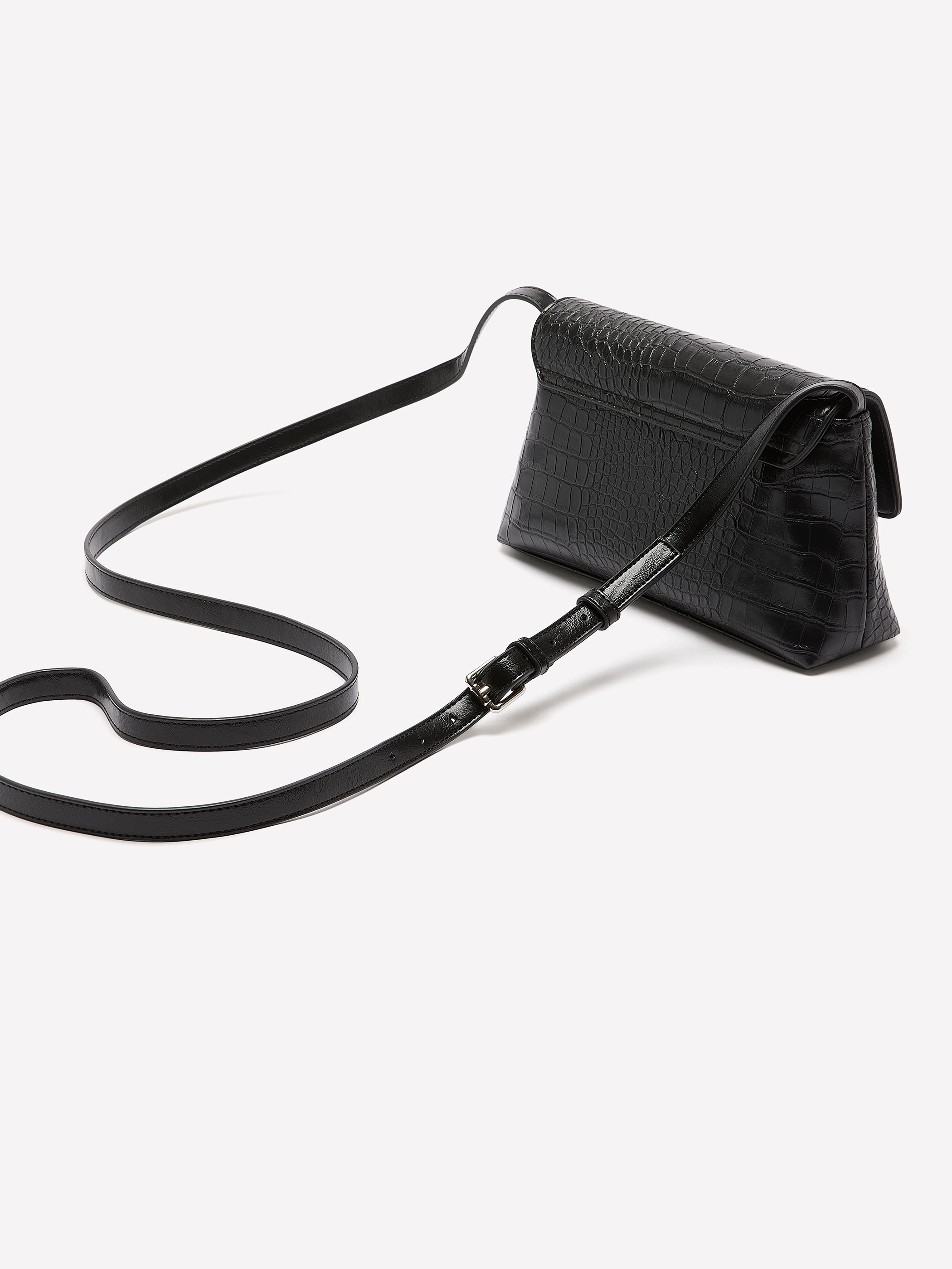 Black Croco Crossbody Handbag