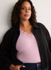 Lace V-Neck Rib Knit Tee
