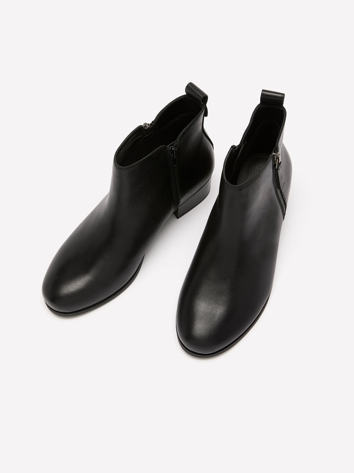Extra Wide Width, Black Leather Zipper Ankle Bootie