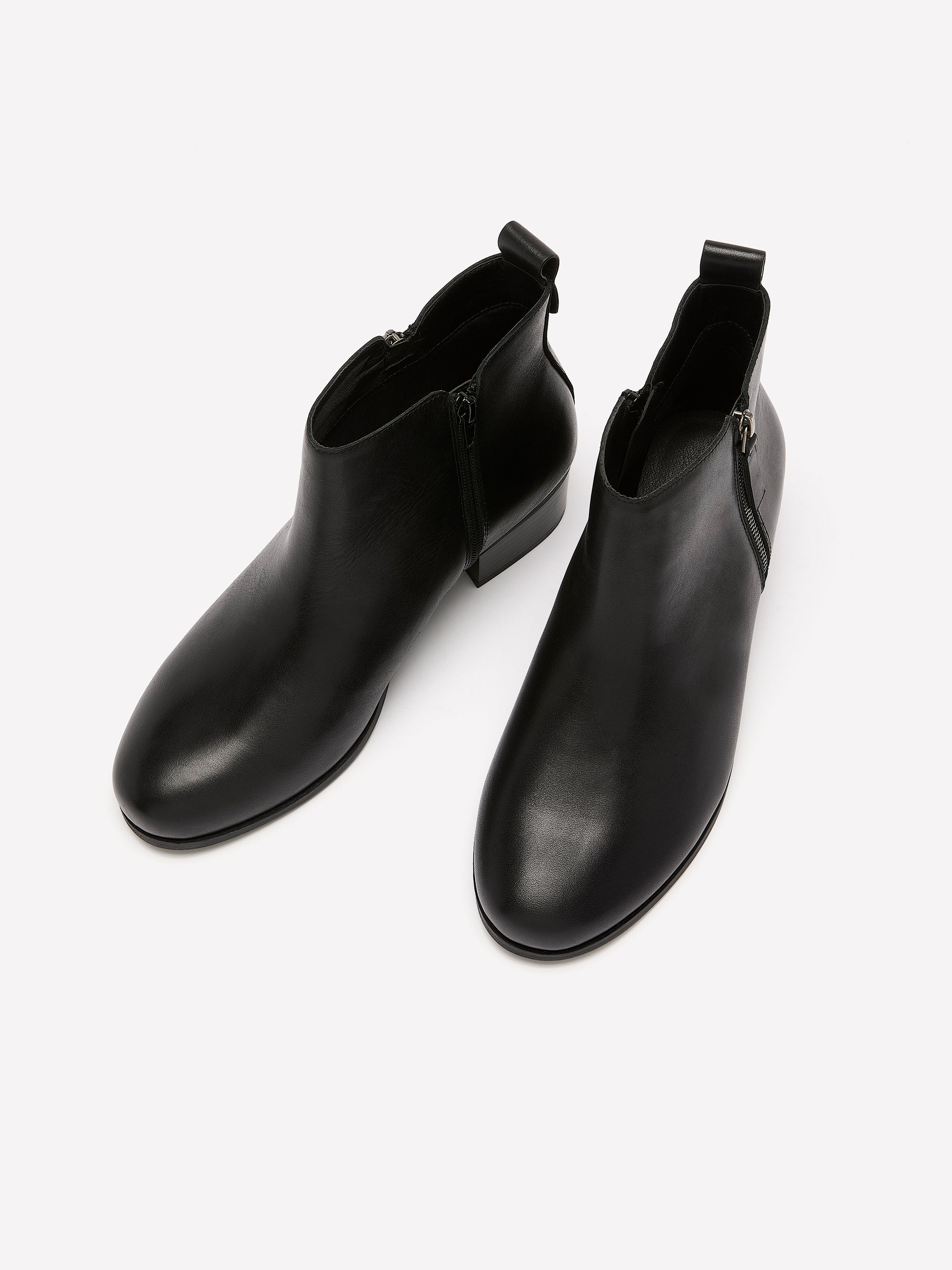 Extra Wide Width, Black Leather Zipper Ankle Bootie